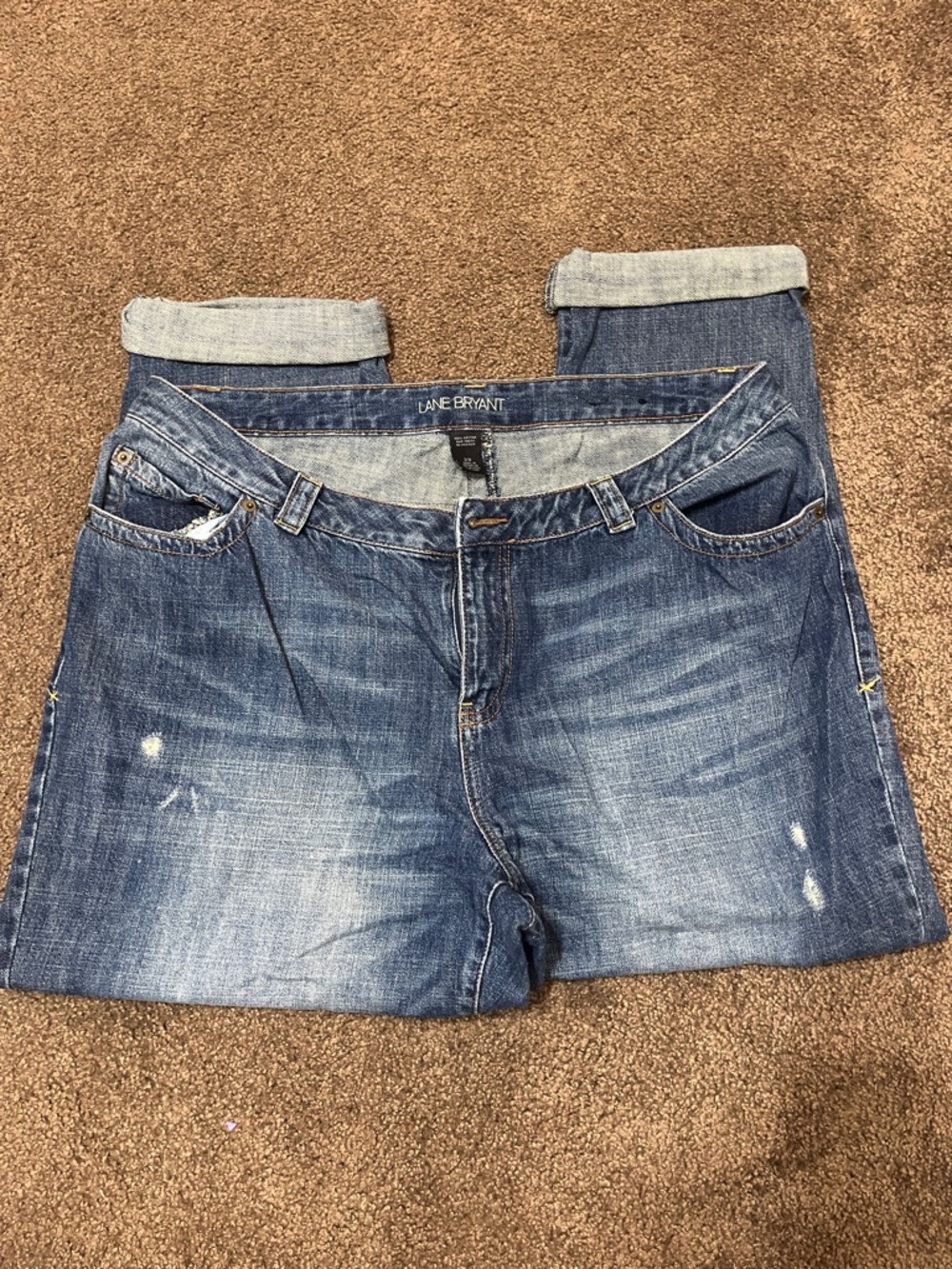 Lane Bryant Washed Indigo Boyfriend Jeans